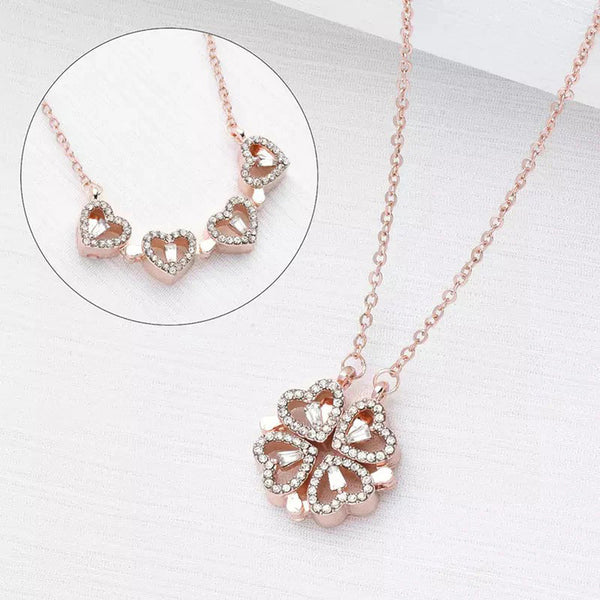 Rose Gold Plated Clover MOP Pendant Necklace