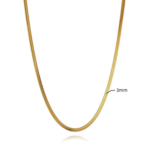 Gold Plated Anti-Tarnish Flat Snake Chain Necklace