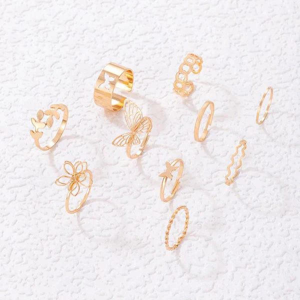Gold Plated Stackable Rings (Pack of 10)