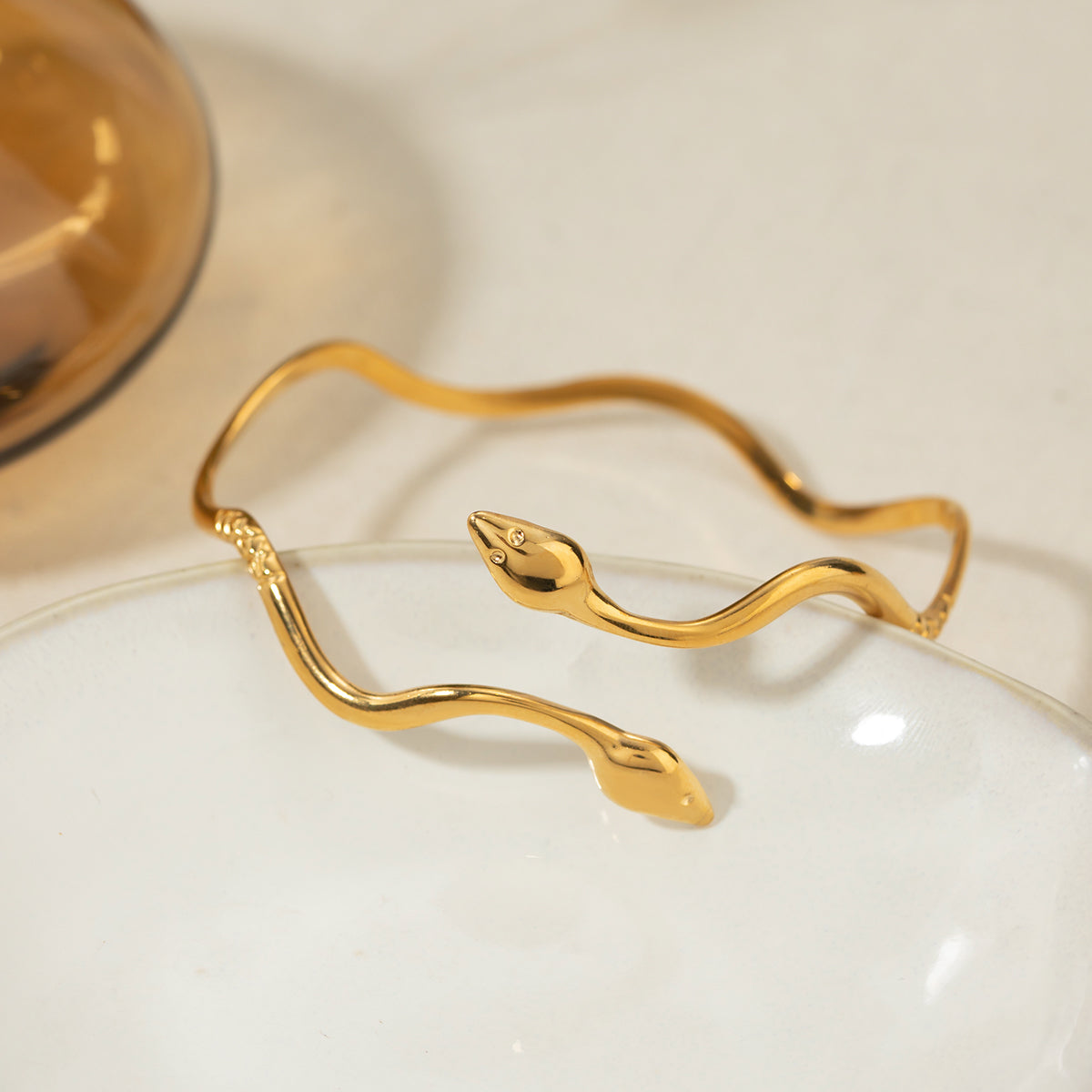 Gold Plated Snake Bangle Bracelet for Women