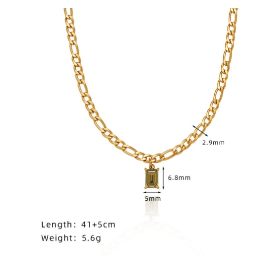 Green Baguette Emerald Pendant Necklace For Women