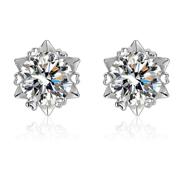 Silver Plated AD Star Solitaire Stud Earrings