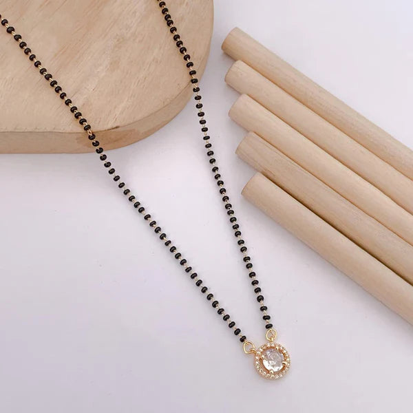 Gold Plated Solitaire Diamond Mangalsutra for Women