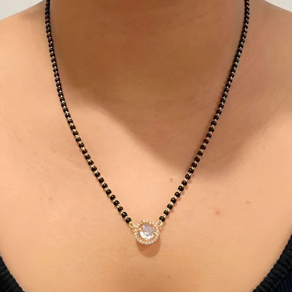 Gold Plated Solitaire Diamond Mangalsutra for Women