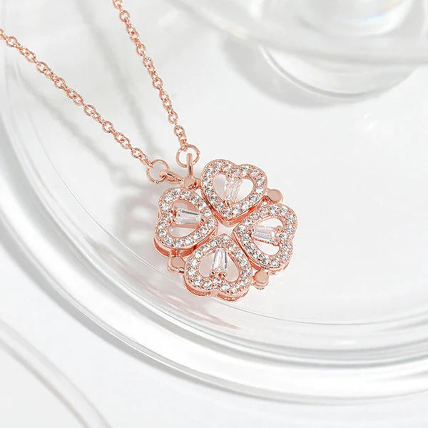 Rose Gold Plated Clover MOP Pendant Necklace