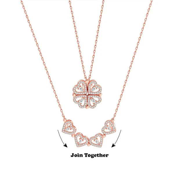 Rose Gold Plated Clover MOP Pendant Necklace