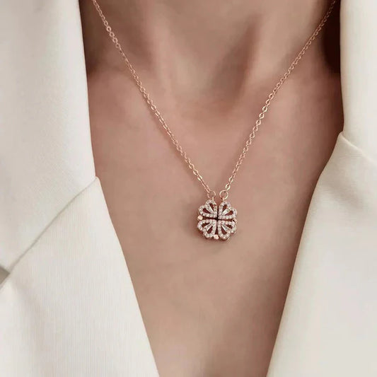 Rose Gold Plated Clover MOP Pendant Necklace