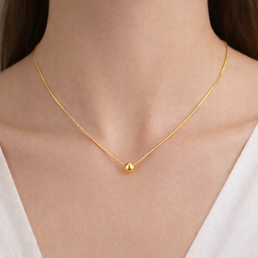 Gold Plated Minimalist Ball Pendant Necklace