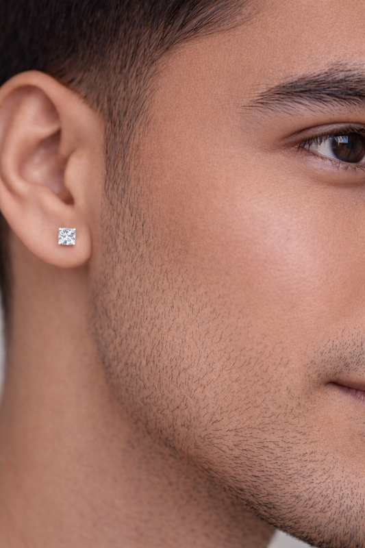 925 Sterling Silver Men's Square Bali Earrings