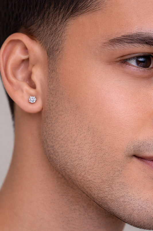 925 Sterling Silver Men's Square Bali Earrings | Tryambakam Jewels