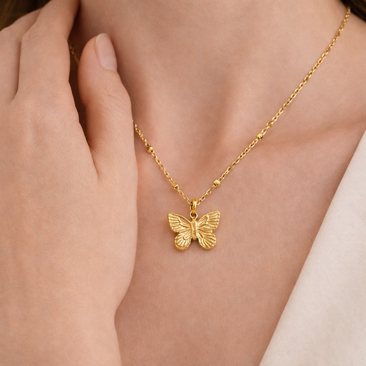 Gold Plated Anti-Tarnish Butterfly Pendant Necklace