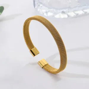 Gold Plated Mesh Cuff Bracelet – Unisex