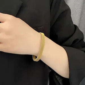 Gold Plated Mesh Cuff Bracelet – Unisex