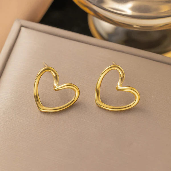 Gold Plated Anti-Tarnish Heart Stud Earrings