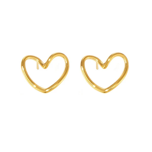 Gold Plated Anti-Tarnish Heart Stud Earrings