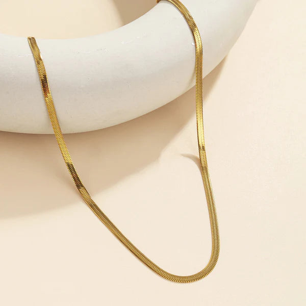 Gold Plated Anti-Tarnish Flat Snake Chain Necklace