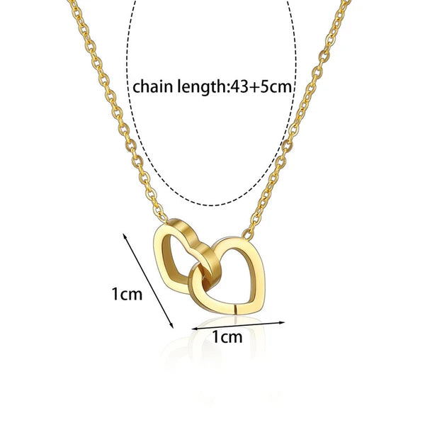 Gold Plated Interlocking Heart Necklace for Women