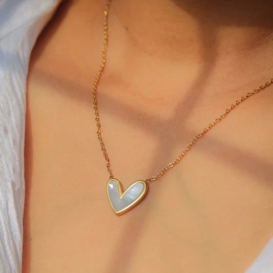 Gold Plated Anti-Tarnish Heart MOP Pendant