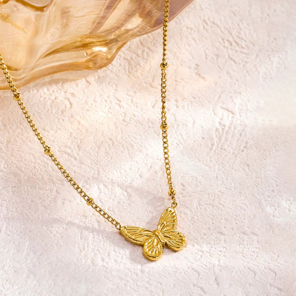 Gold Plated Anti-Tarnish Butterfly Pendant Necklace