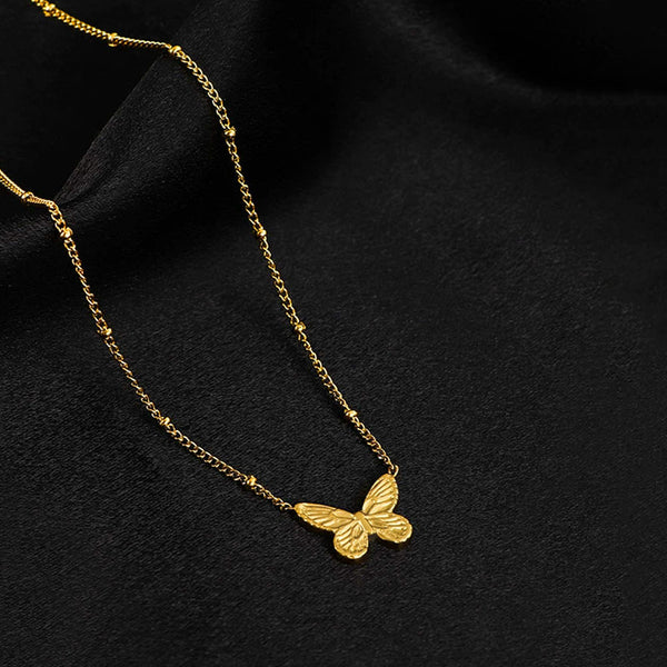 Gold Plated Anti-Tarnish Butterfly Pendant Necklace