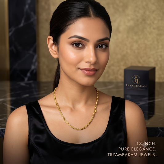 Gold Plated Rope Chain Necklace – 18 Inch