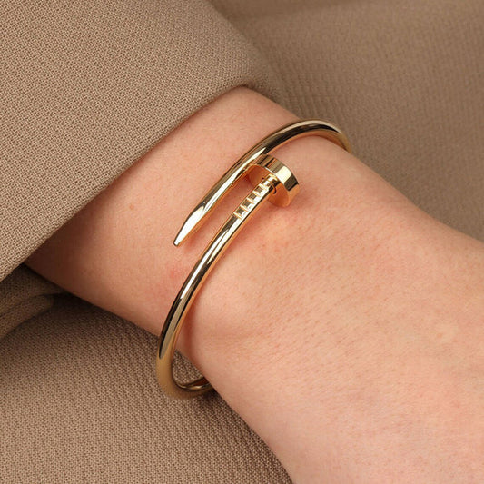Gold Plated Nail Bangle Bracelet for Women