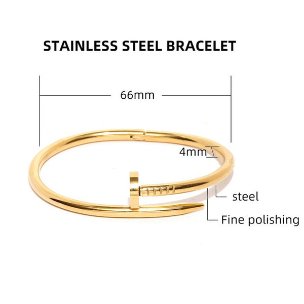 Gold Plated Nail Bangle Bracelet for Women