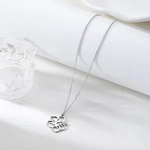 Hibiscus Flower Pendant Necklace – Silver Plated