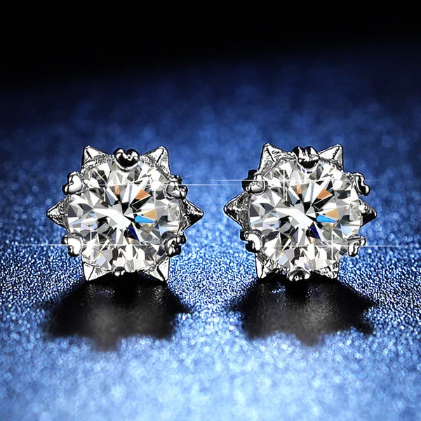 Silver Plated AD Star Solitaire Stud Earrings