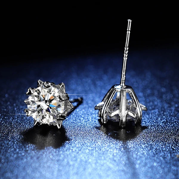 Silver Plated AD Star Solitaire Stud Earrings