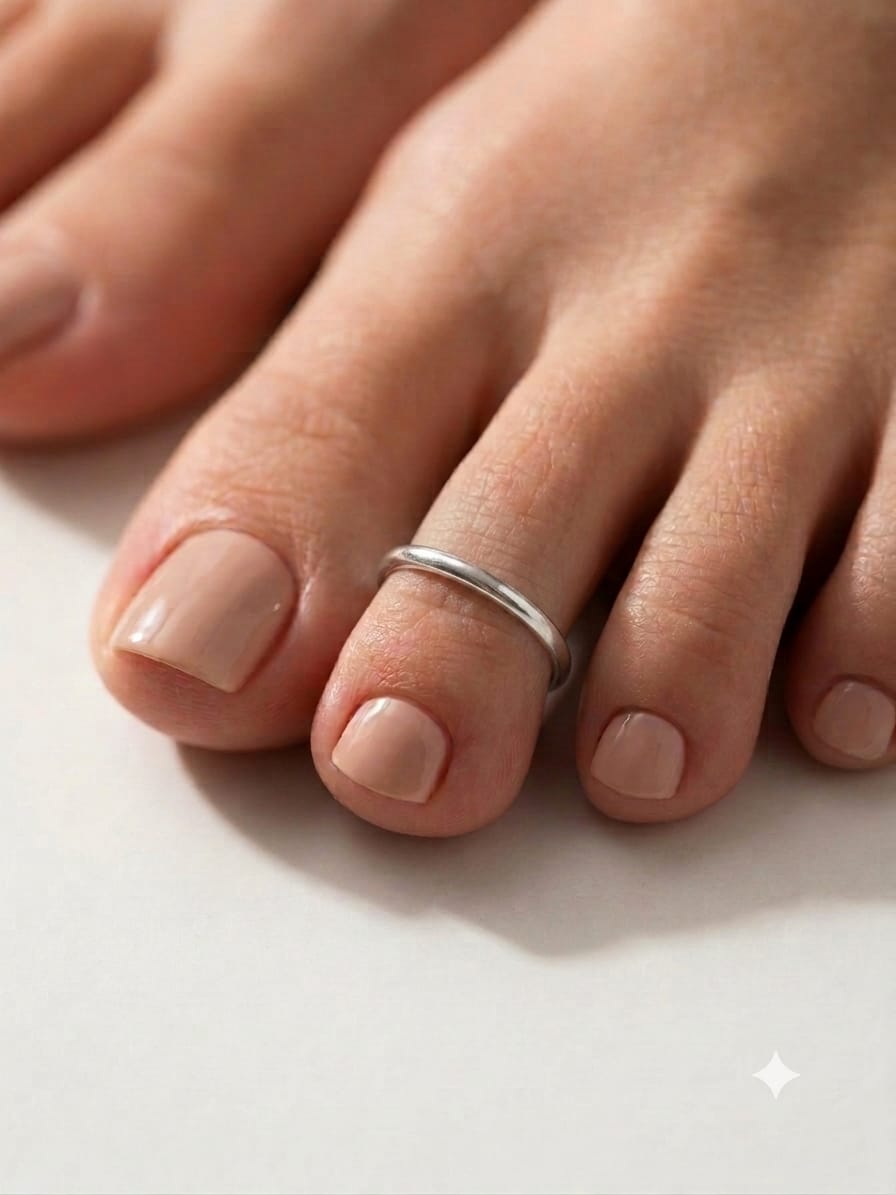 999 Pure Silver Round Toe Ring