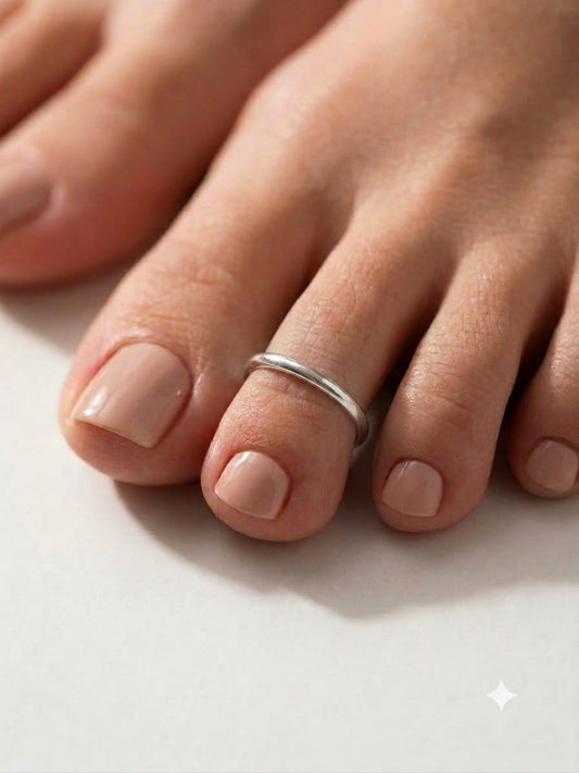 999 Pure Silver Round Toe Ring